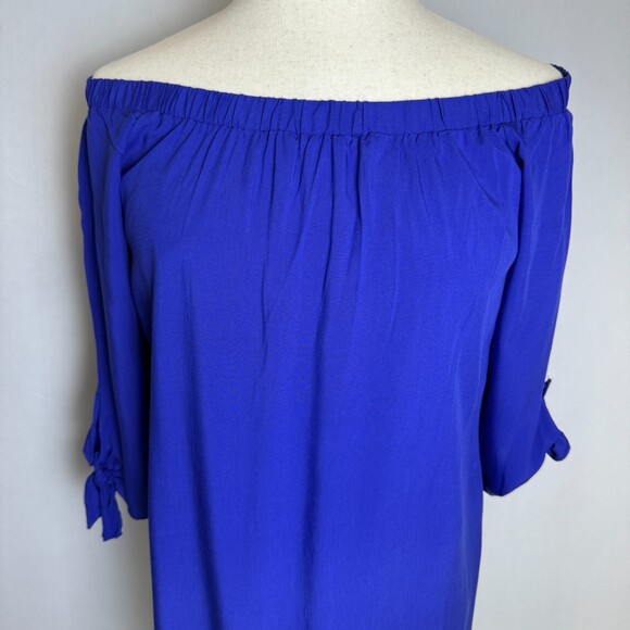 Just Quella NWT Royal Blue Mini Dress/Long Tunic, Sz L, Off the Shoulder, Sheath - Picture 3 of 15